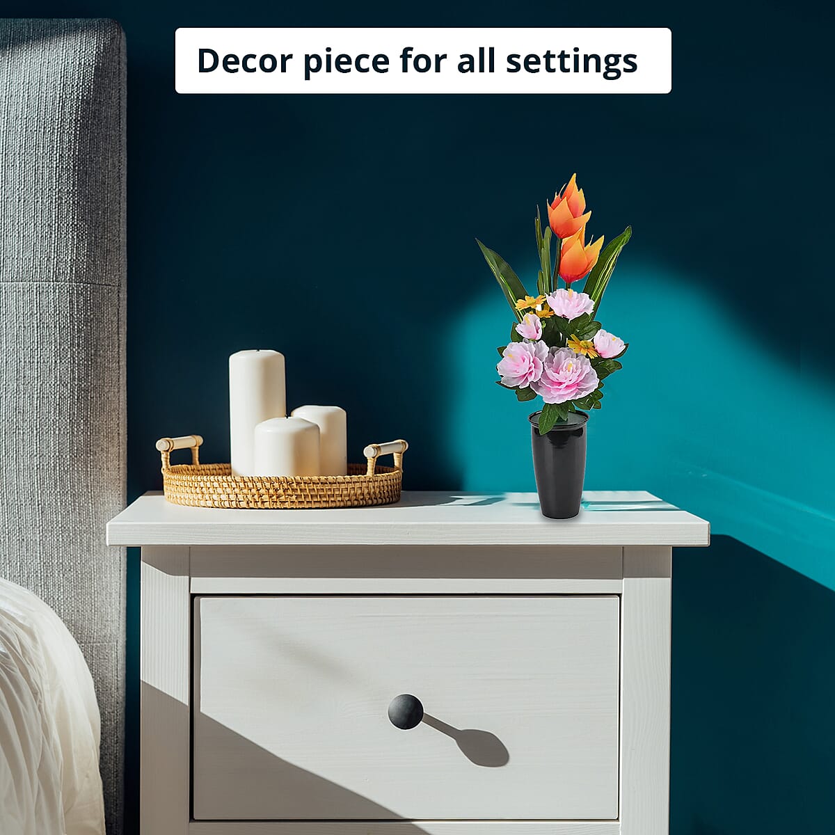 Red, Yellow and Pink LED with Color Changing Wheel Fiber Optic Flowers image number 3