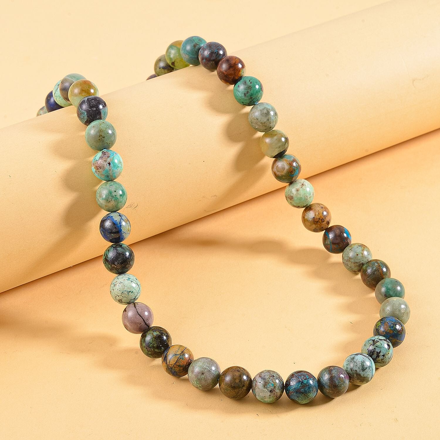 Australian Chrysocolla and Multi Gemstone 388.10 ctw Necklace in Rhodium Over Sterling Silver 20 Inches  