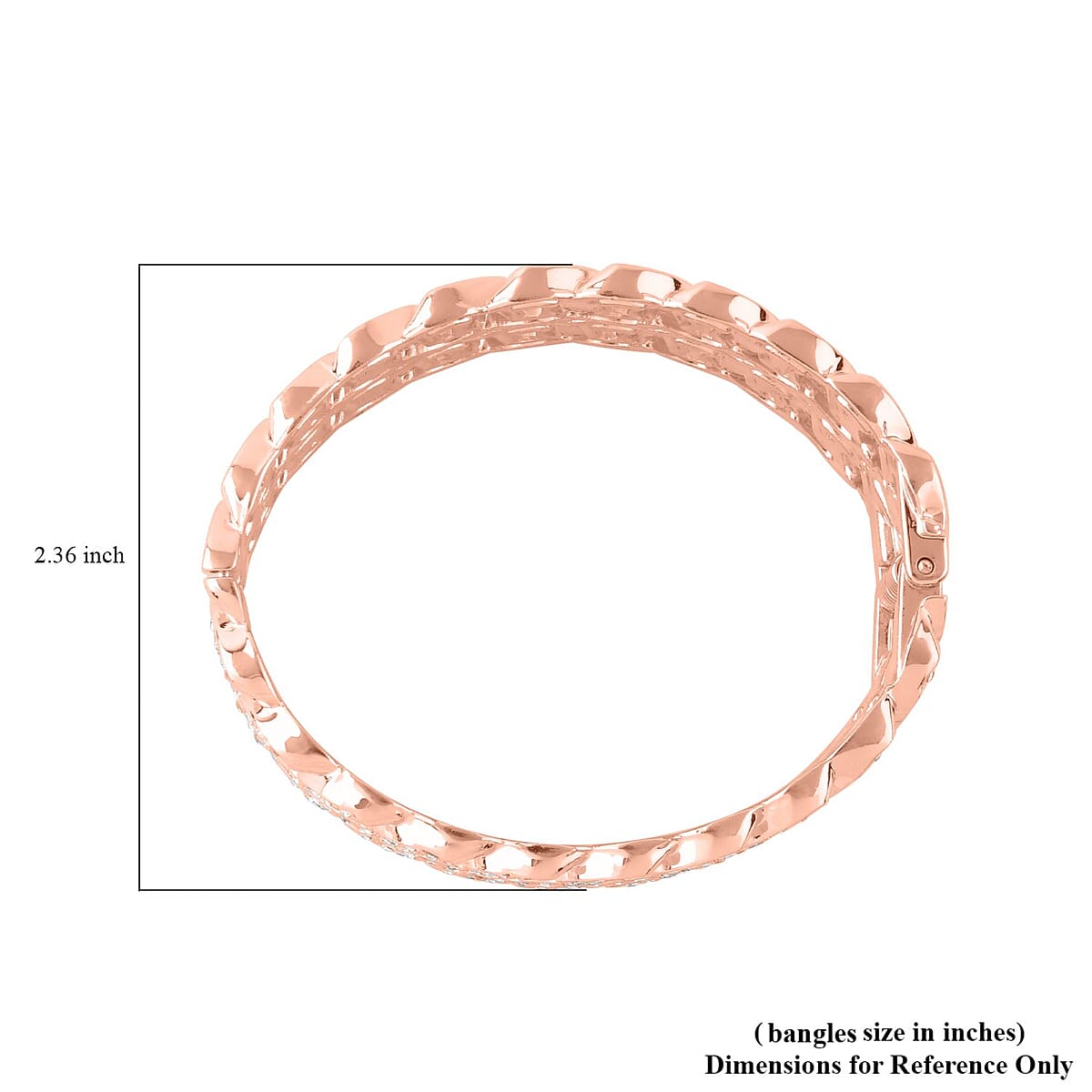  White Austrian Crystal Bangle Bracelet in Rosetone (6.50 In) image number 3