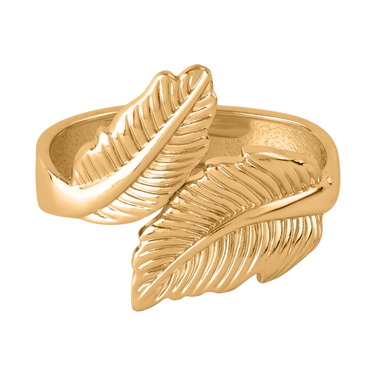 Leaf Bypass Bangle Bracelet in Goldtone (6.50-7.00In) image number 0