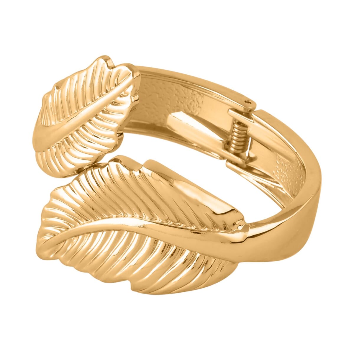 Leaf Bypass Bangle Bracelet in Goldtone (6.50-7.00In) image number 2