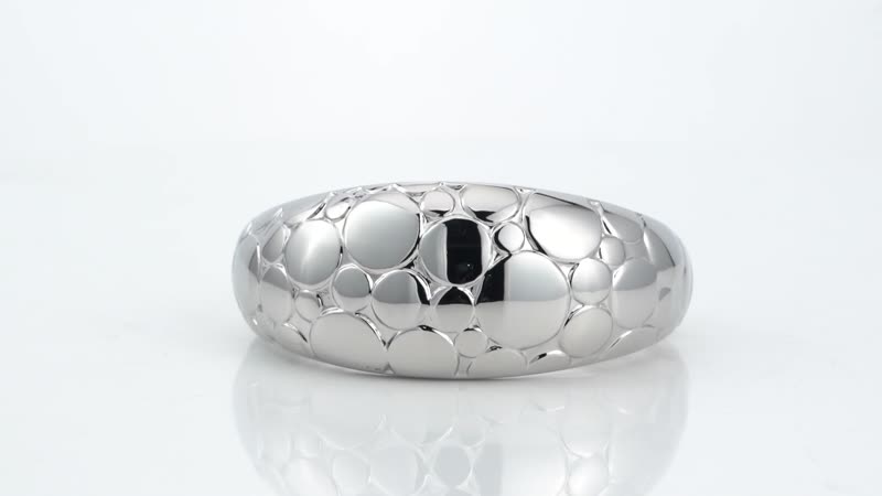 Dome Bangle Bracelet in Silvertone (6.75 In)