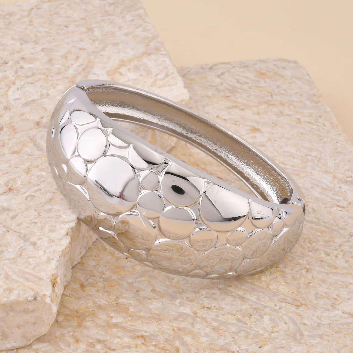 Dome Bangle Bracelet in Silvertone (6.75 In) image number 1