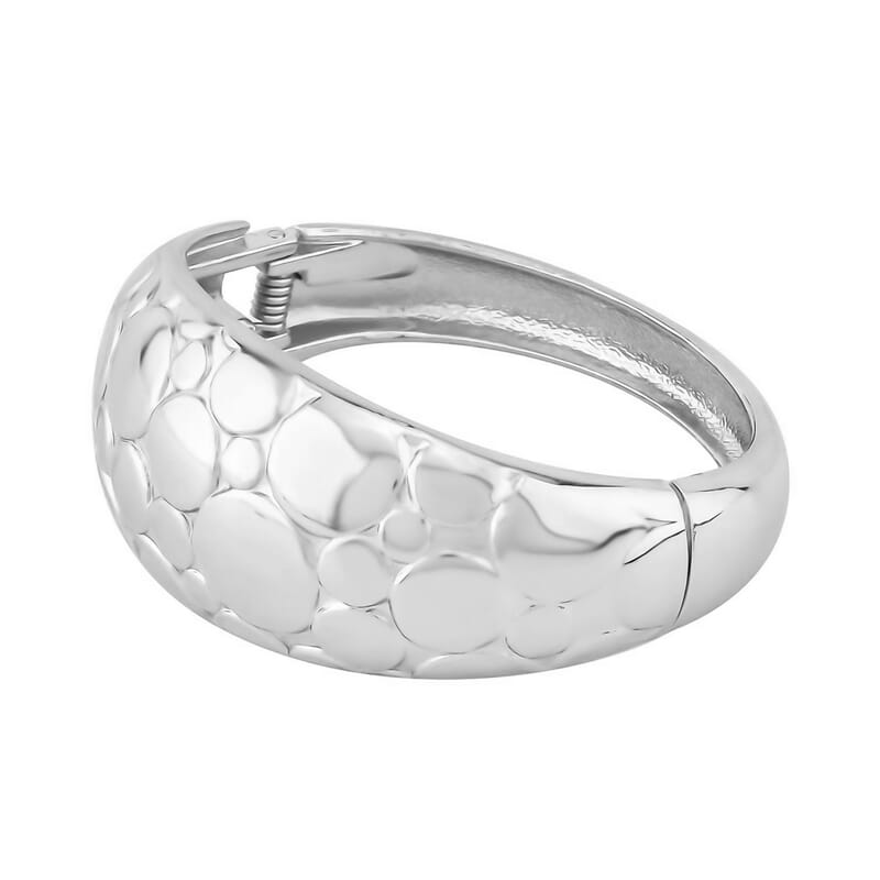 Dome Bangle Bracelet in Silvertone (6.75 In)