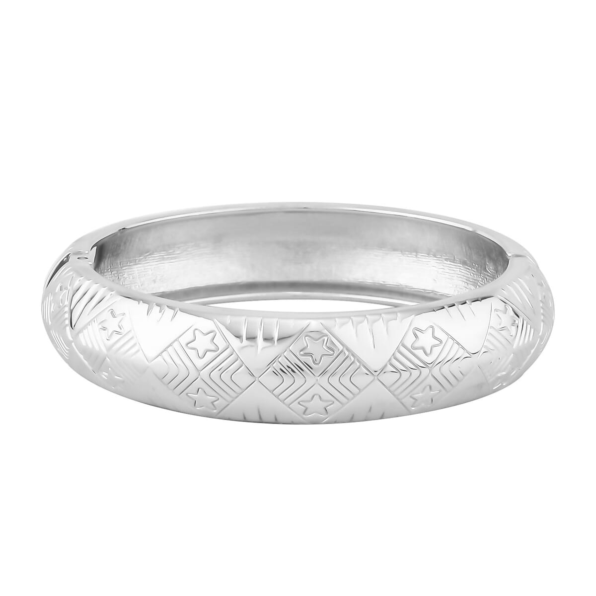 Dome Bangle Bracelet Silvertone (7.00 In) image number 0