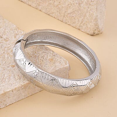 Dome Bangle Bracelet Silvertone (7.00 In)