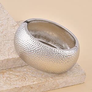 Dome Bangle Bracelet in Silvertone (7.00 In)