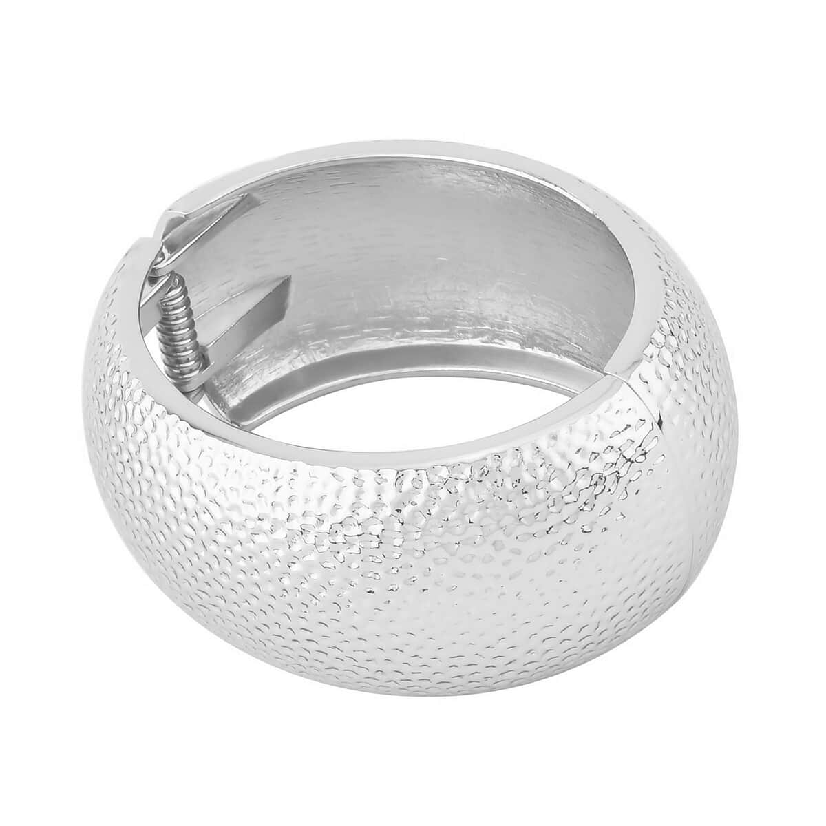 Dome Bangle Bracelet in Silvertone (7.00 In) image number 2