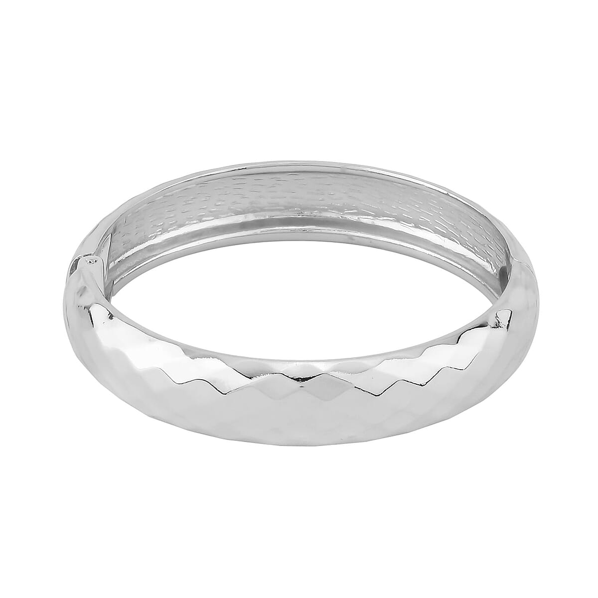Dome Bangle Bracelet in Silvertone (7.00 In) image number 0