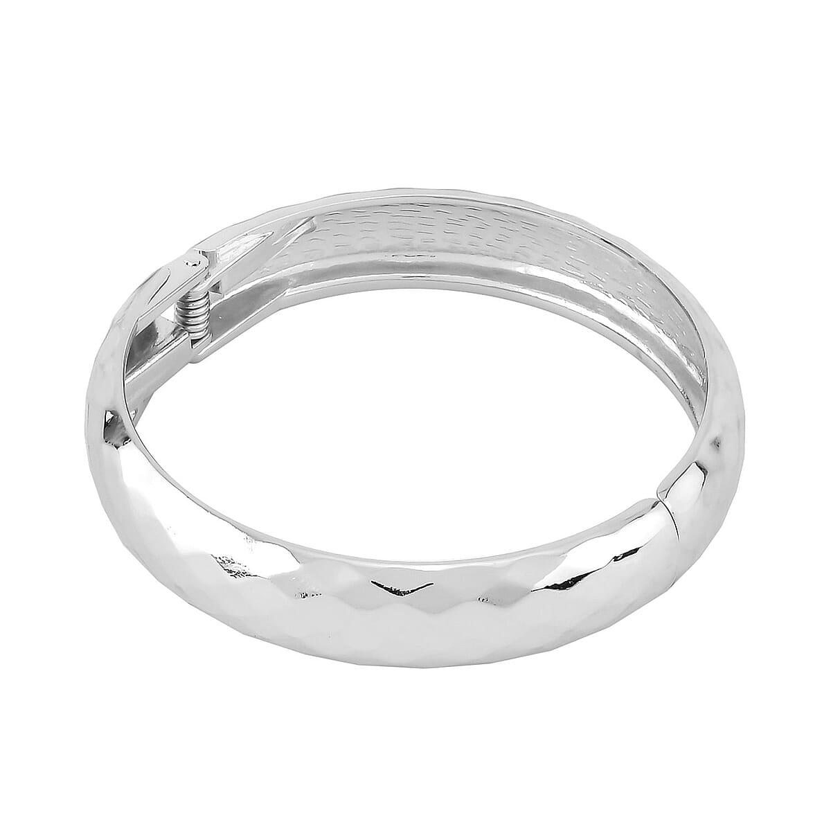 Dome Bangle Bracelet in Silvertone (7.00 In) image number 2