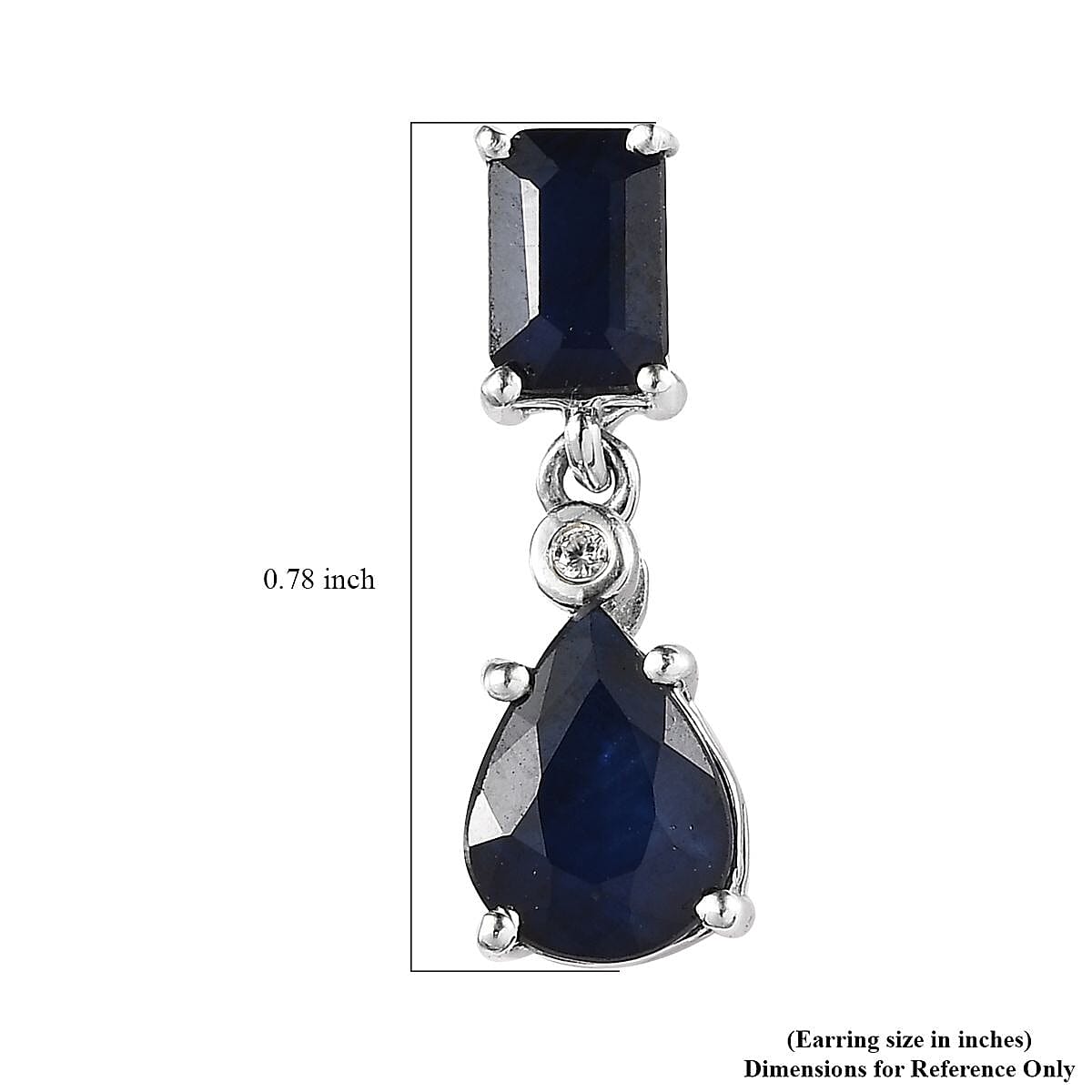 Madagascar Blue Sapphire (DF) and White Zircon Drop Earrings in Platinum Over Sterling Silver 3.90 ctw image number 4