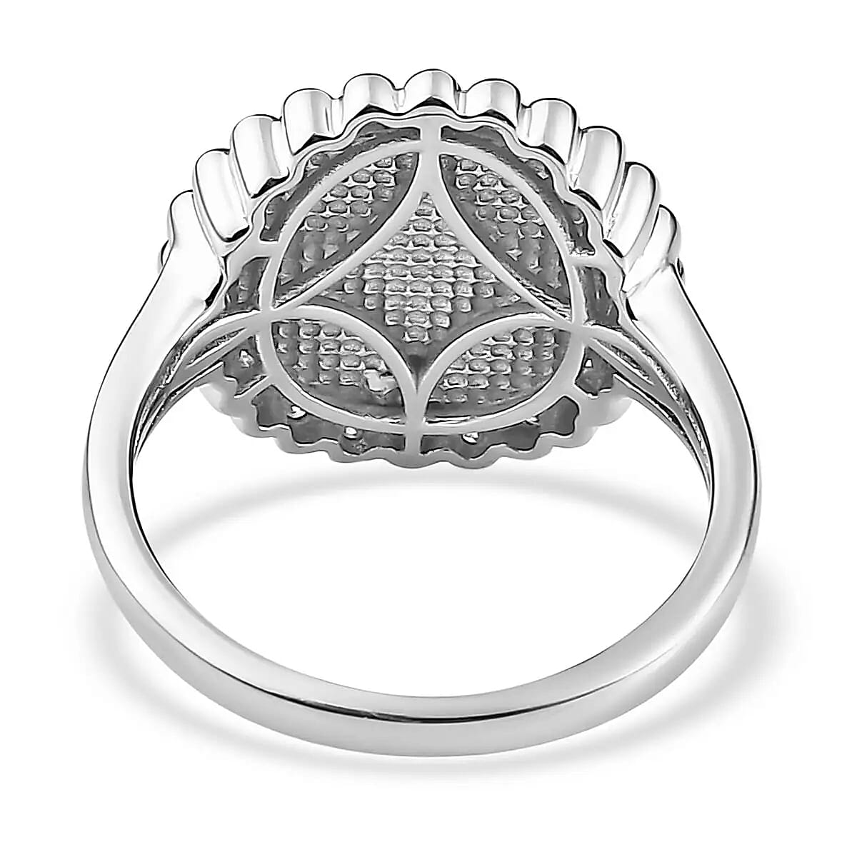 Moissanite Medallion Coin Initial L Ring in Vermeil YG and Platinum Over Sterling Silver (Size 7.0) 0.10 ctw image number 5