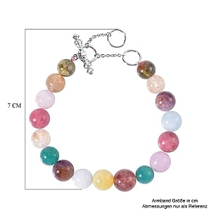 Multi Gemstone 138.59 ctw Bracelet in Rhodium Over Sterling Silver (7.00-9.00 In)