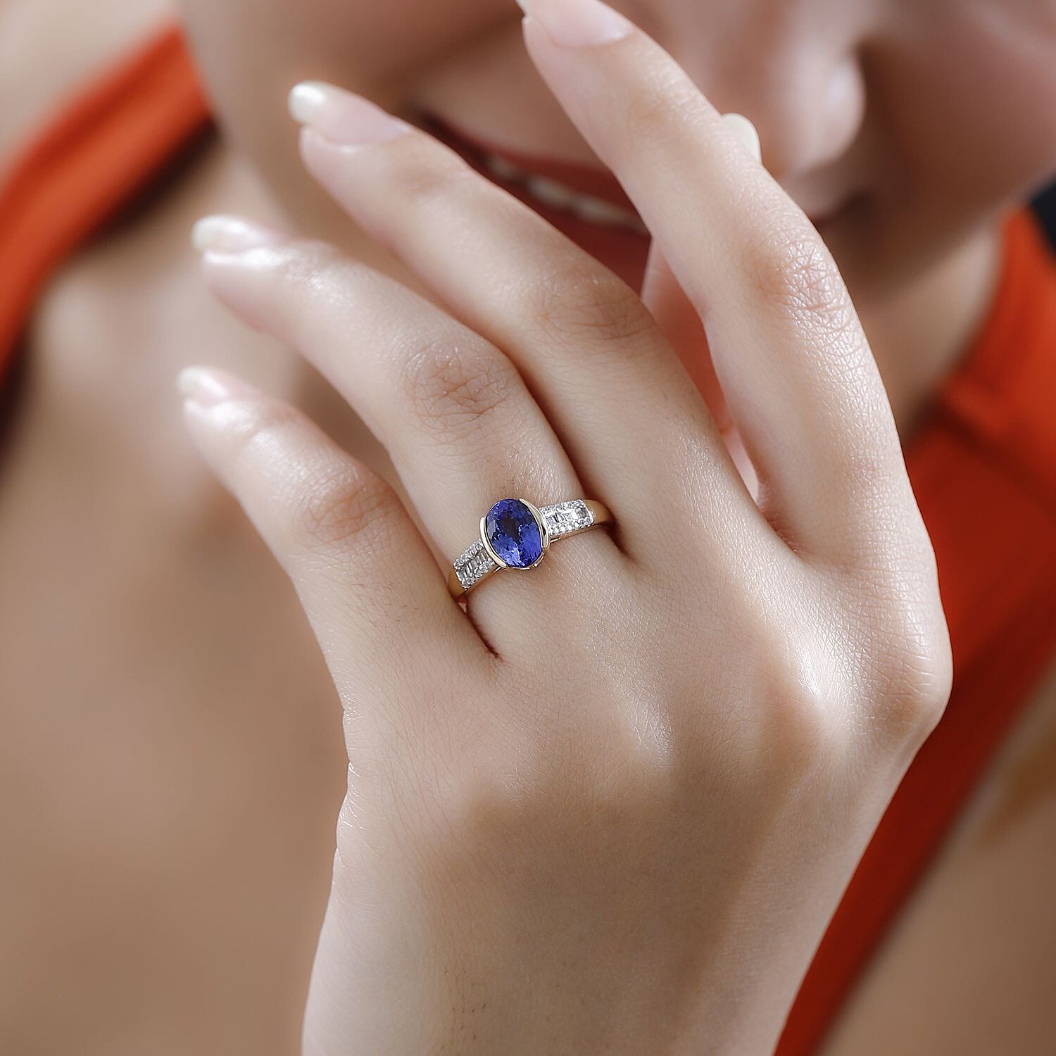 AAA Tanzanite and Diamond I2-I3 1.50 ctw Ring jn 14K Yellow Gold (Size 9.0)
