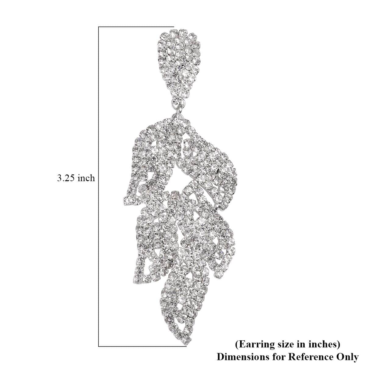 Austrian Crystal Leaf Earrings in Silvertone image number 4