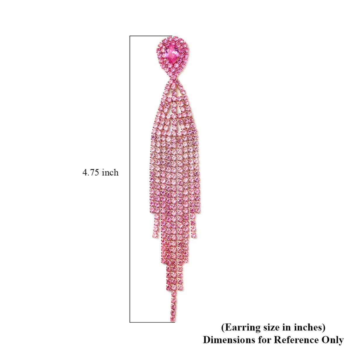 Pink Austrian Crystal Tassels Earrings in Goldtone image number 5