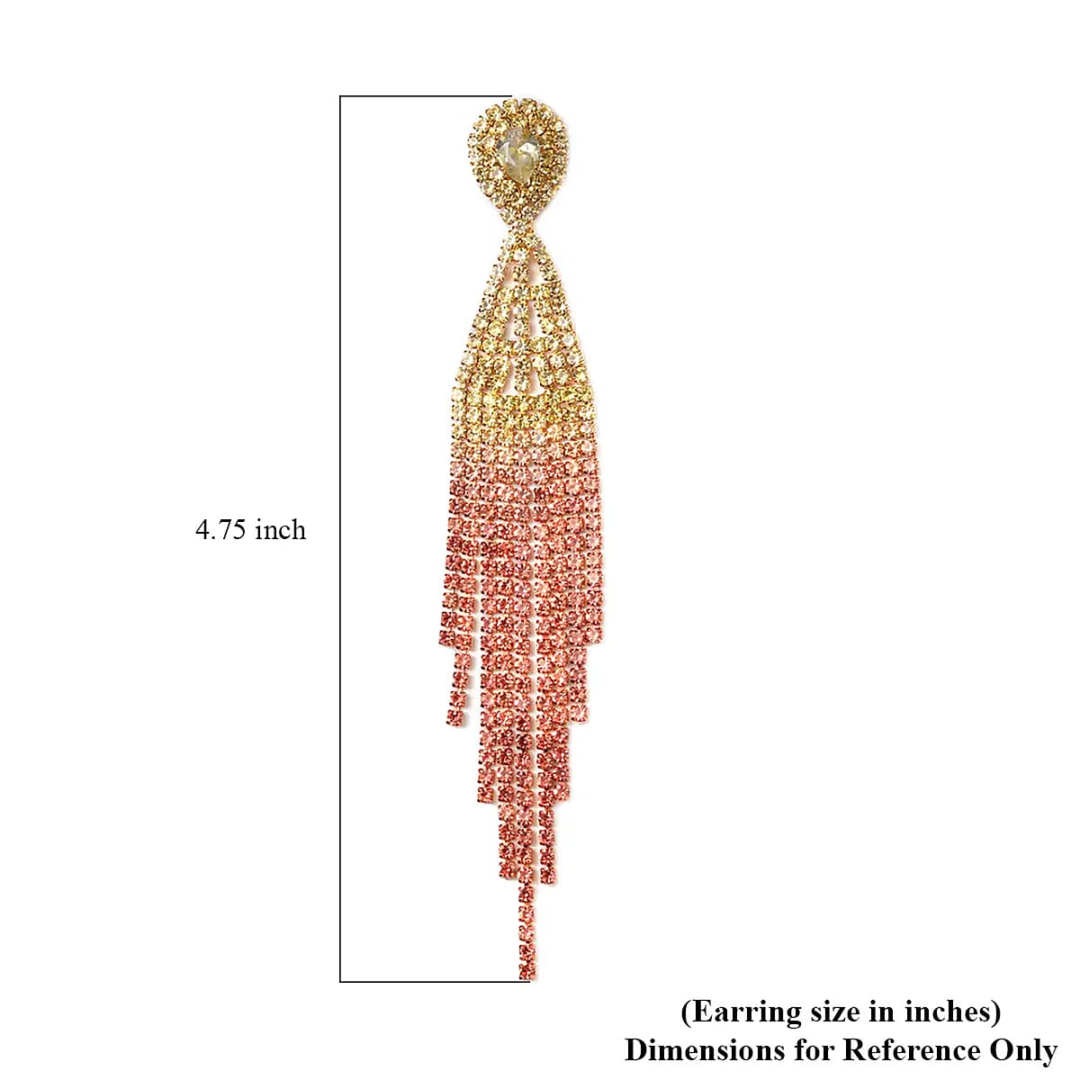 Yellow and Champagne Austrian Crystal Tassels Earrings in Goldtone image number 5
