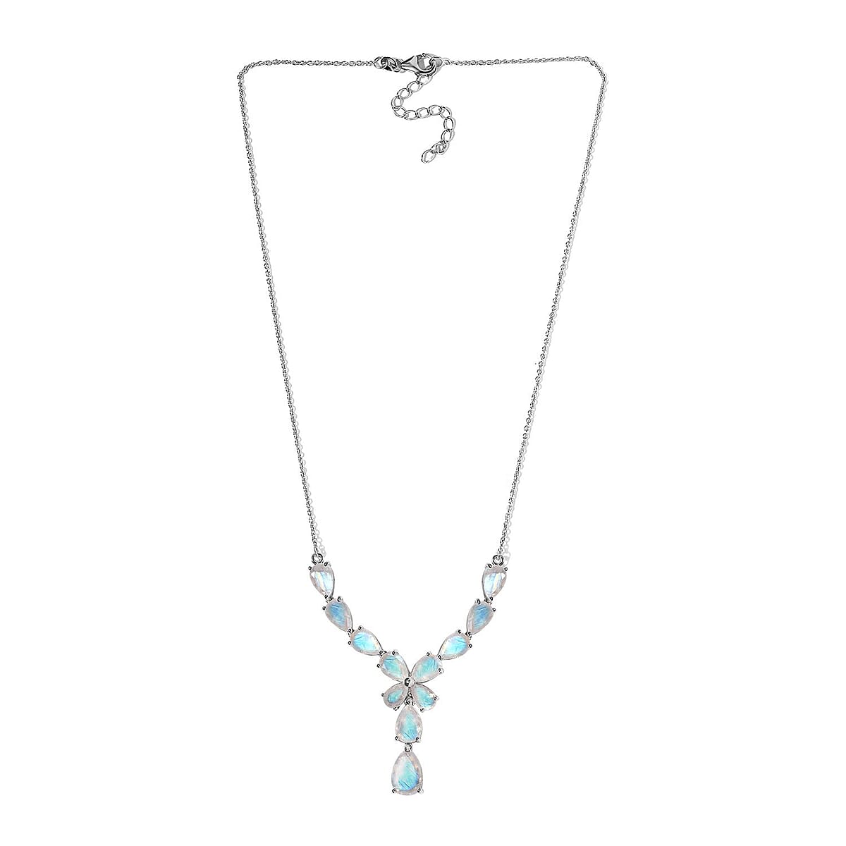 Premium Rainbow Moonstone Necklace 18-20 Inches in Platinum Over Sterling Silver 17.00 ctw image number 3