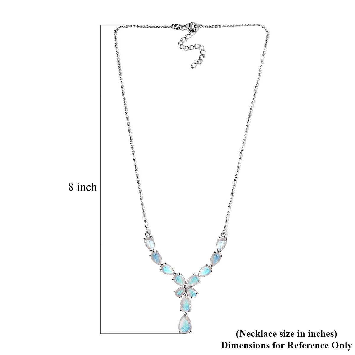 Premium Rainbow Moonstone Necklace 18-20 Inches in Platinum Over Sterling Silver 17.00 ctw image number 5