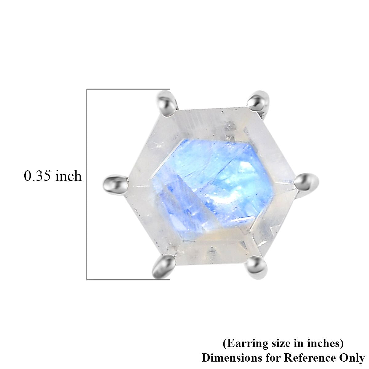 Premium Rainbow Moonstone Stud Earrings in Platinum Over Sterling Silver 1.90 ctw