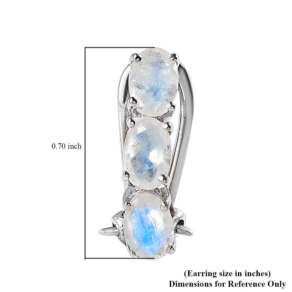 Premium Rainbow Moonstone Hoop Earrings in Platinum Over Sterling Silver 2.65 ctw image number 2