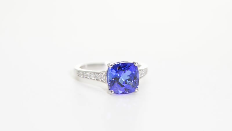 Certified & Appraised Rhapsody 950 Platinum AAAA Tanzanite, Diamond (E-F, VS) (0.22 cts) Ring (Size 10.0) (6 g) (Del. in 15-20 Days) 4.00 ctw