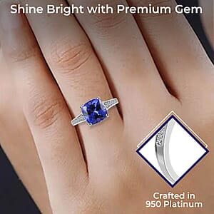 Rhapsody Certified & Appraised AAAA Tanzanite and E-F VS Diamond 4.00 ctw Accent Ring, 950 Platinum Ring, Wedding Ring 6 Grams (Size 10)