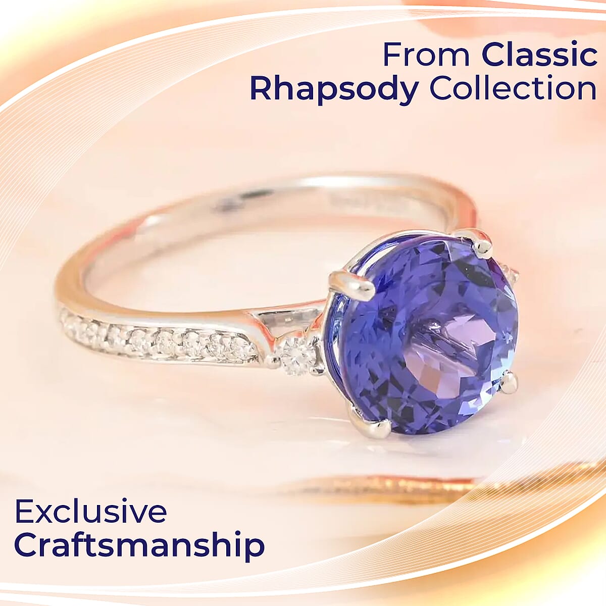 Rhapsody Certified & Appraised AAAA Tanzanite and E-F VS Diamond 3.25 ctw Accent Ring, 950 Platinum Ring, Wedding Ring 4.80 Grams (Size 9.0) (Del. in 10-15 Days)  image number 1