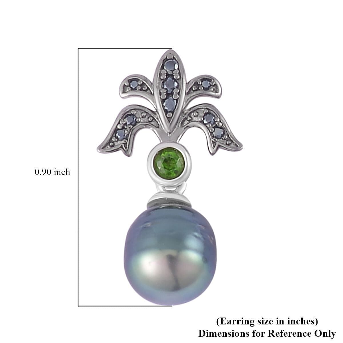 Tahitian Cultured Pearl and Multi Gemstone Drop Earrings in Sterling Silver 0.30 ctw
