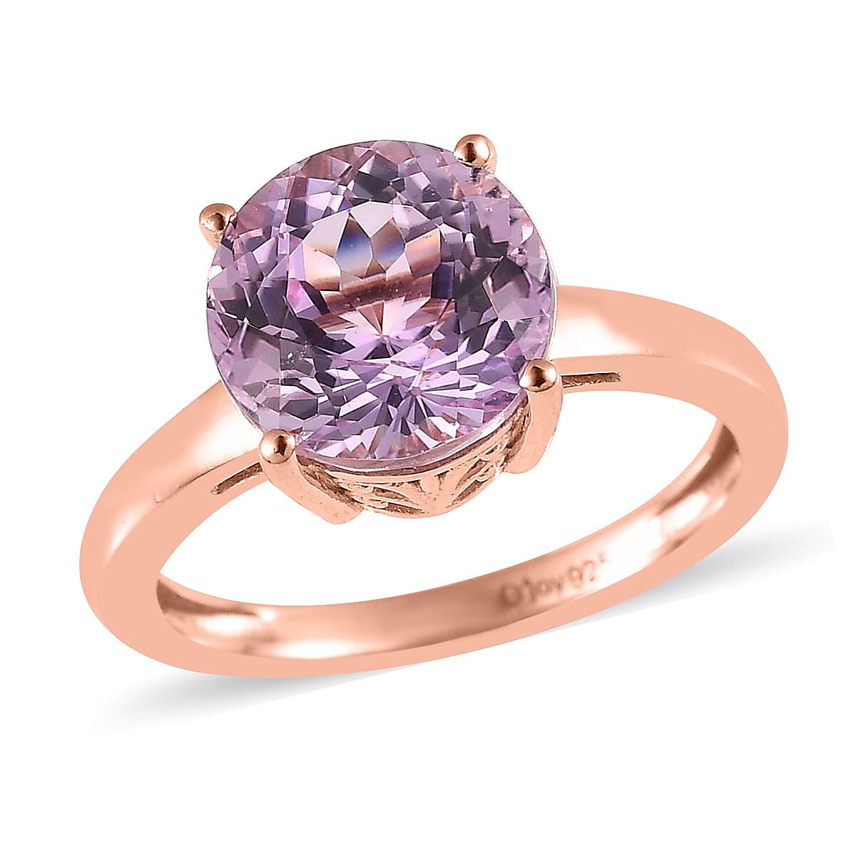 AAA Patroke Kunzite Solitaire Ring in Vermeil Rose Gold Over Sterling Silver (Size 7.0) 4.90 ctw image number 0