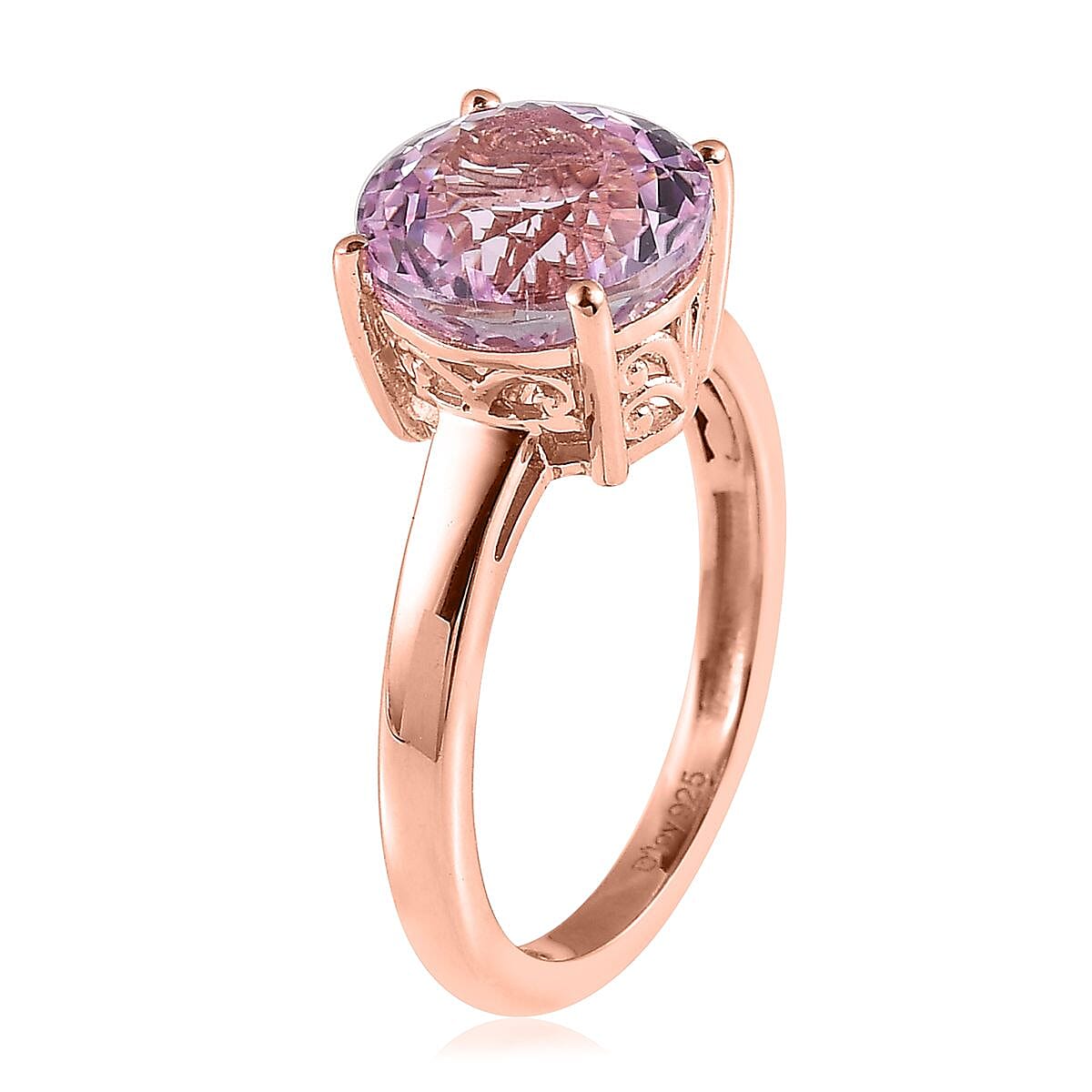 AAA Patroke Kunzite Solitaire Ring in Vermeil Rose Gold Over Sterling Silver (Size 8.0) 4.90 ctw image number 3