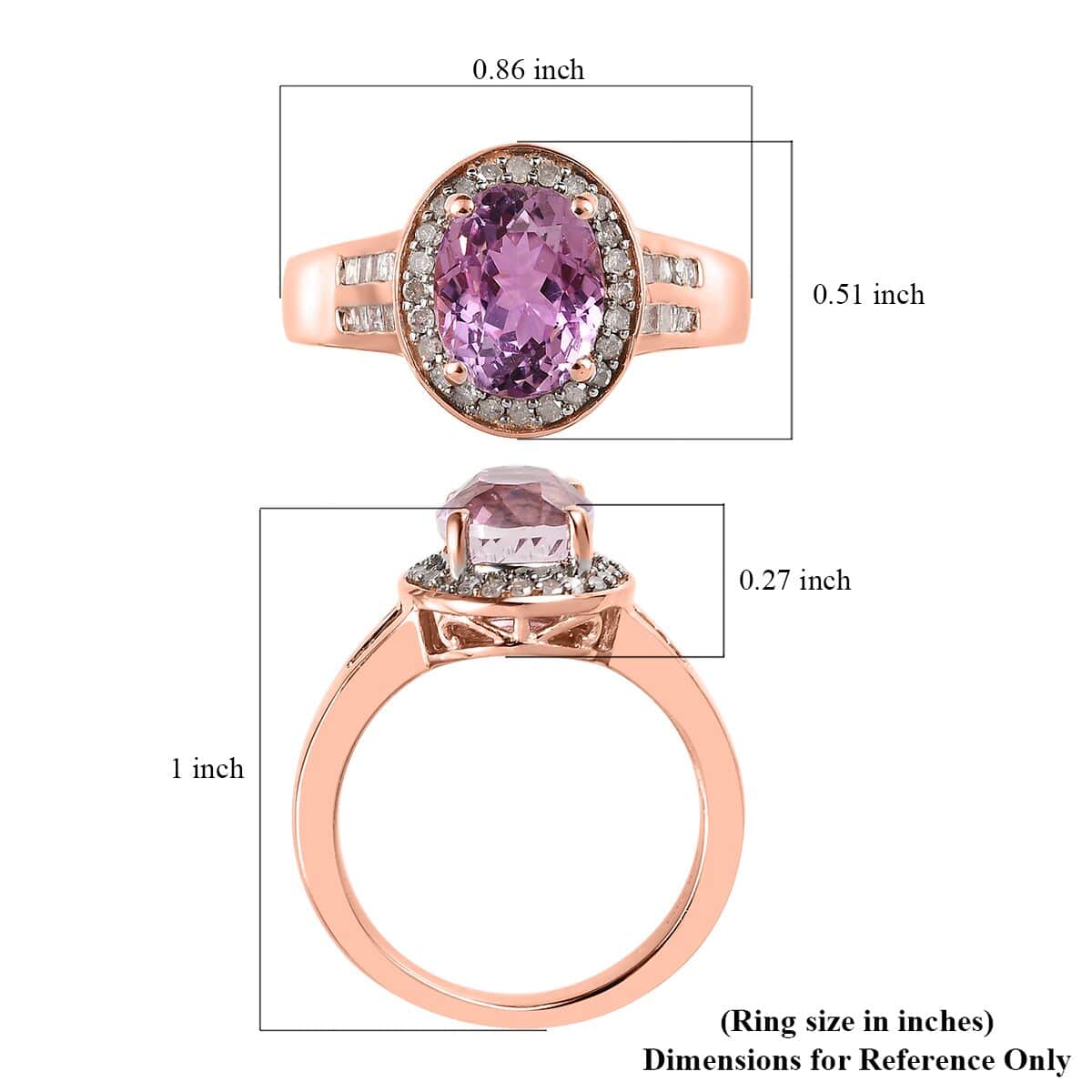 AAA Patroke Kunzite and Diamond Halo Ring in Vermeil Rose Gold Over Sterling Silver (Size 6.0) 2.85 ctw image number 5