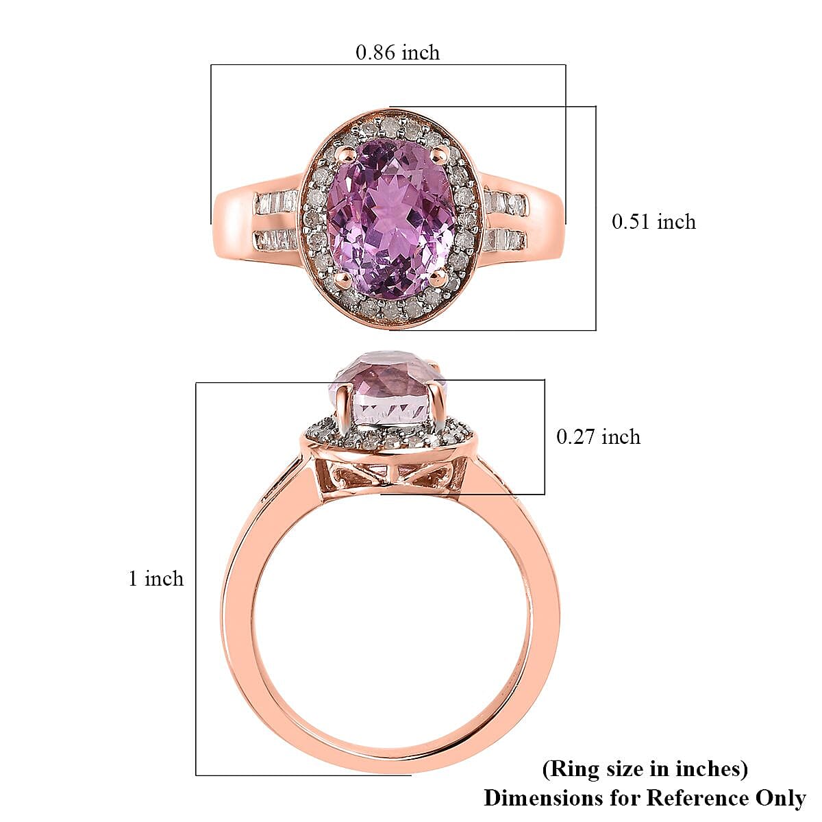 AAA Patroke Kunzite and Diamond Halo Ring in Vermeil Rose Gold Over Sterling Silver (Size 7.0) 2.85 ctw image number 5