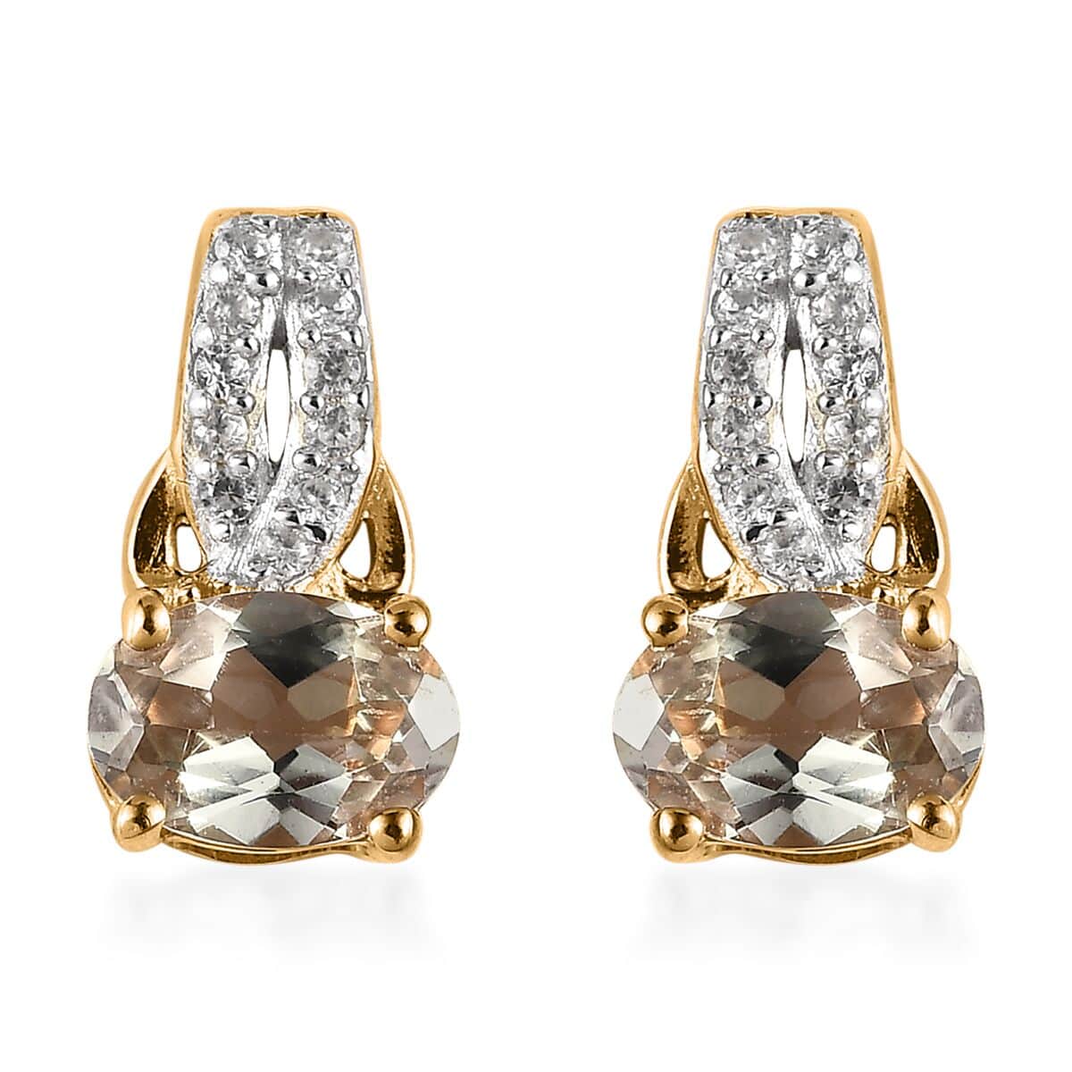 AAA Turkizite and White Zircon Dangle Earrings in Vermeil Yellow Gold Over Sterling Silver 1.00 ctw image number 0