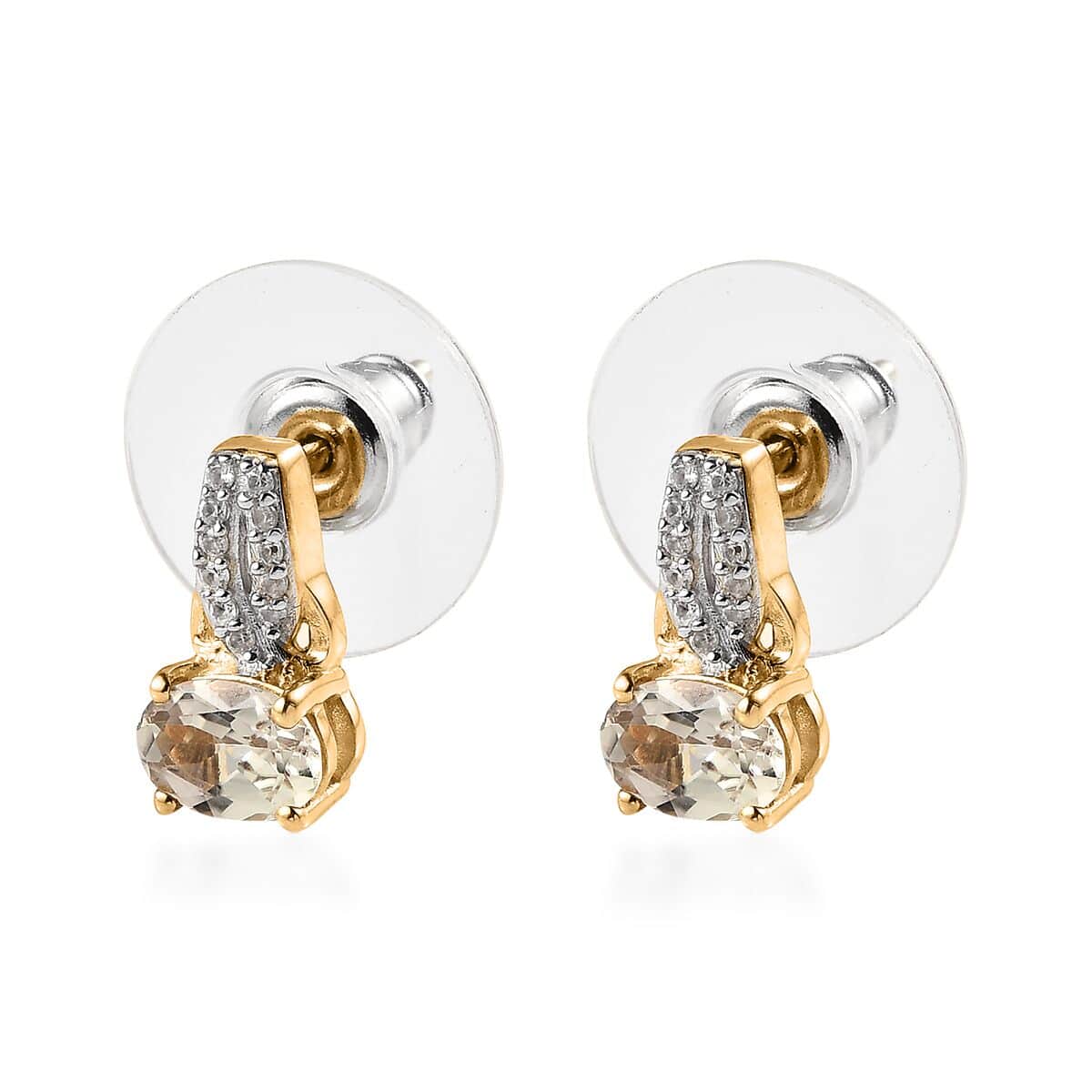 AAA Turkizite and White Zircon Dangle Earrings in Vermeil Yellow Gold Over Sterling Silver 1.00 ctw image number 3