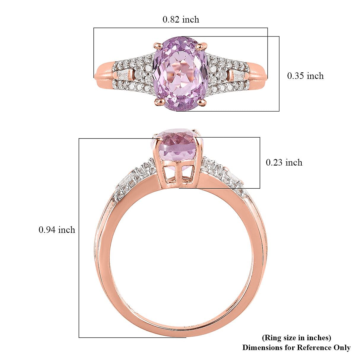 AAA Patroke Kunzite and Diamond Ring in Vermeil Rose Gold Over Sterling Silver (Size 6.0) 2.00 ctw