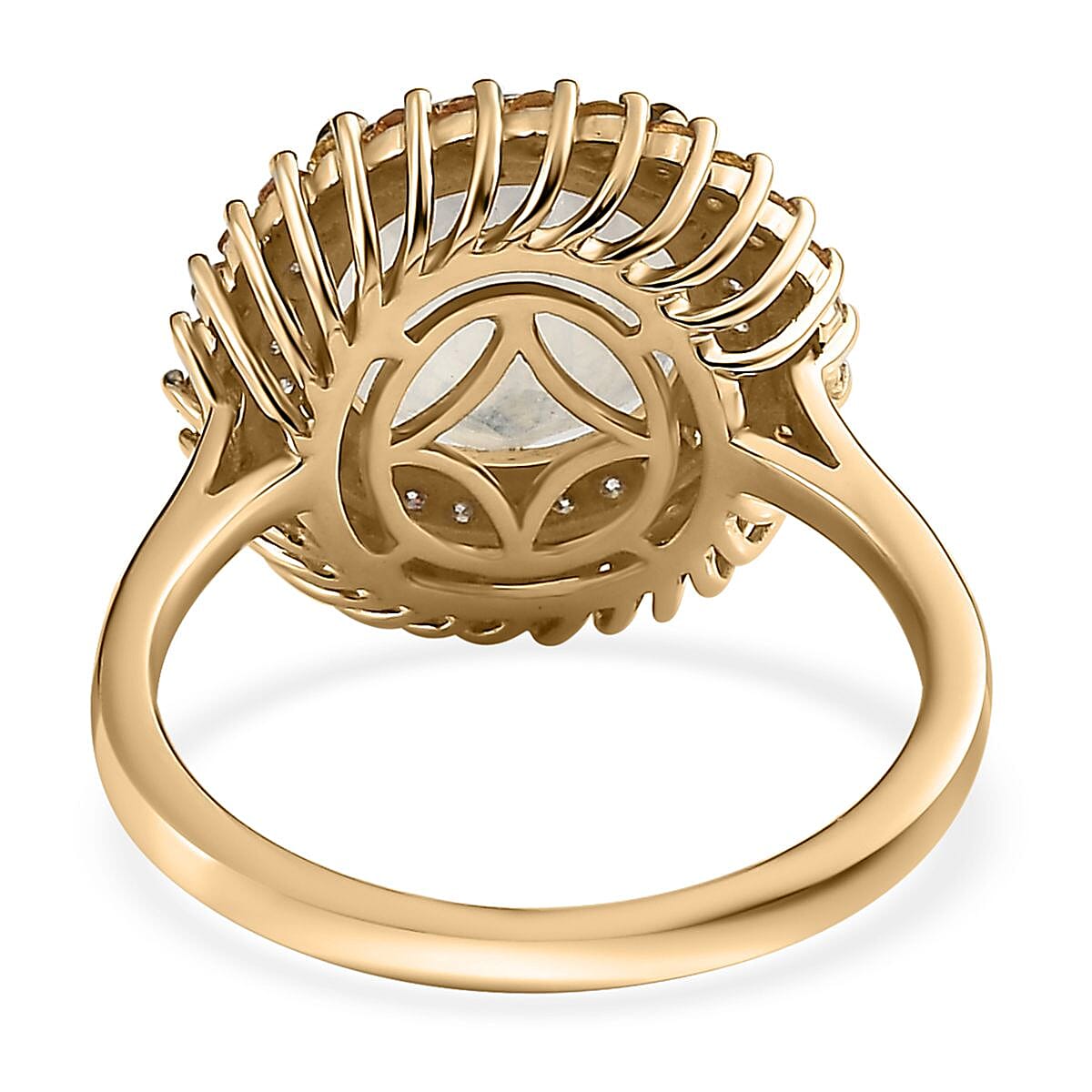 Luxoro 10K Yellow Gold Premium Rainbow Moonstone and Multi Gemstone Double Halo Ring (Size 7.0) 4.40 ctw image number 4