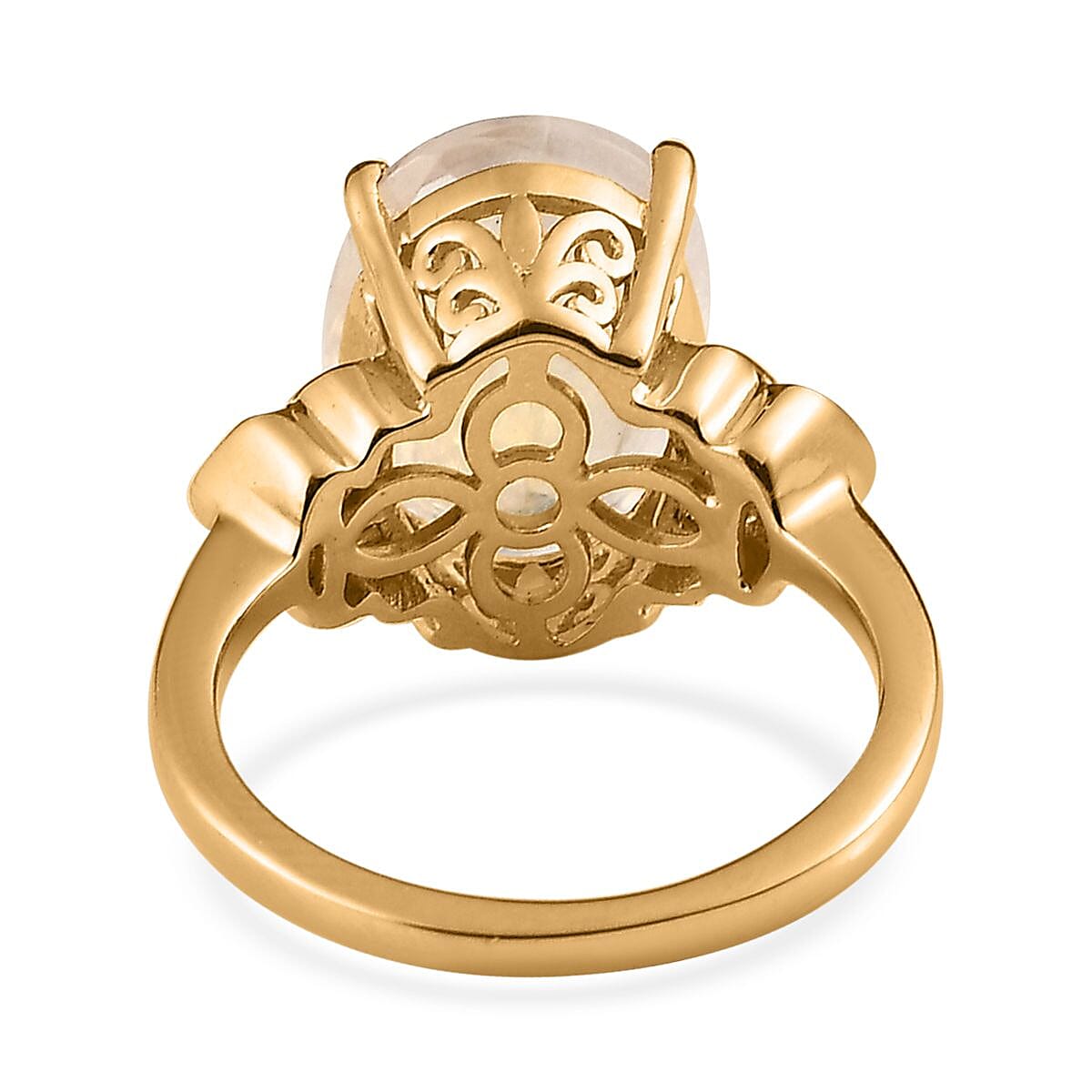 Premium Rainbow Moonstone and Diamond Ring in Vermeil Yellow Gold Over Sterling Silver (Size 7.0) 6.15 ctw image number 1