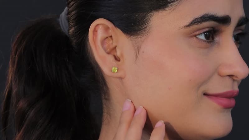 Yellow Sapphire Solitaire Stud Earrings in Platinum Over Sterling Silver 1.85 ctw