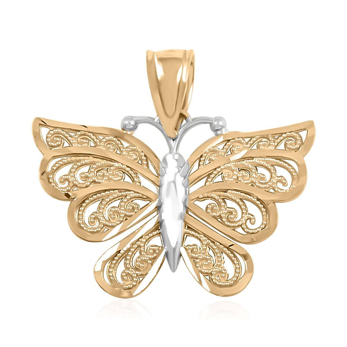 10K Yellow and White Gold Butterfly Pendant 0.90 Grams image number 4