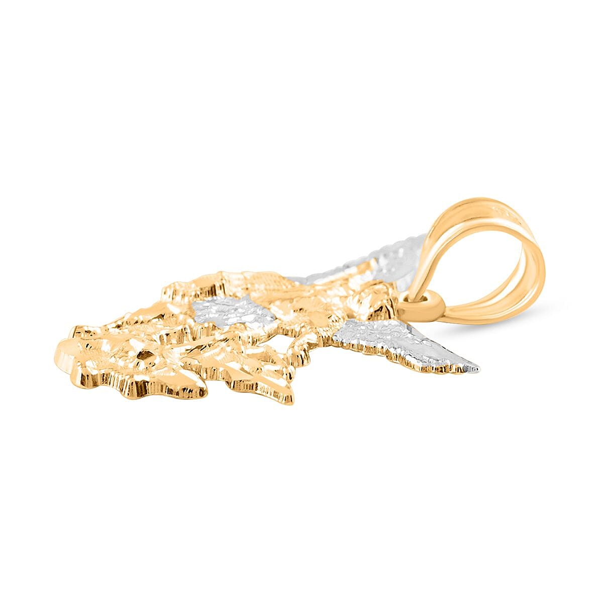 10K Yellow and White Gold Angel Pendant 1.30 Grams image number 2