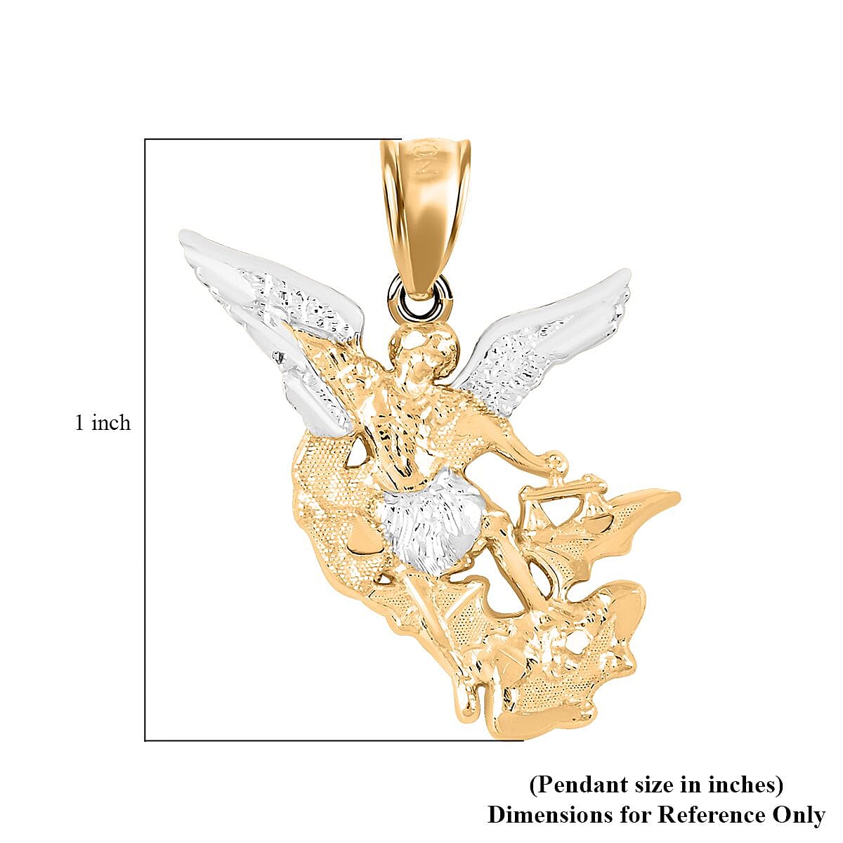 10K Yellow and White Gold Angel Pendant 1.30 Grams image number 3