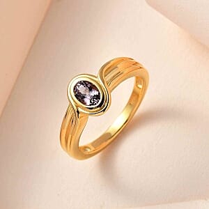 Premium Lavender Spinel 0.55 ctw Solitaire Ring in 14K Yellow Gold Over Sterling Silver (Size 11.5)
