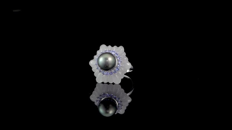 Tahitian Cultured Pearl 10-11mm and Multi Gemstone Ring in Rhodium Over Sterling Silver 26.40 ctw