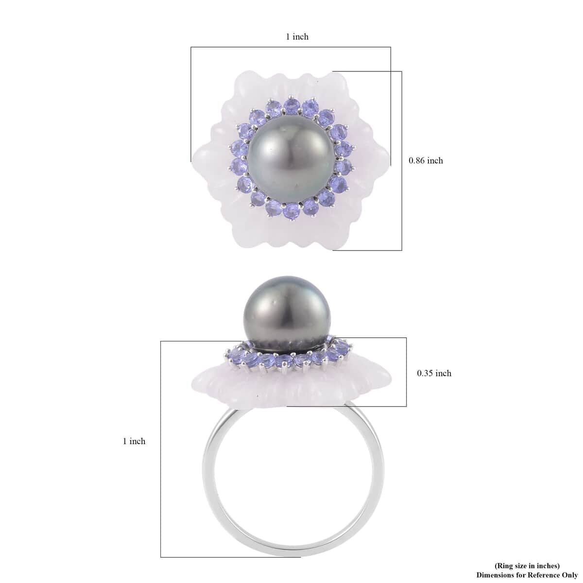 Tahitian Cultured Pearl and Multi Gemstone Ring in Rhodium Over Sterling Silver (Size 10.0) 18.10 ctw image number 5