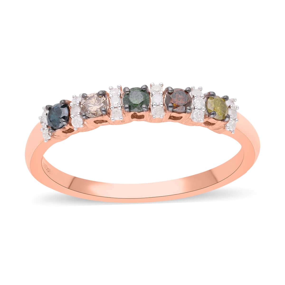 Multi Color Diamond Ring in Vermeil Rose Gold Over Sterling Silver 0.50 ctw image number 0