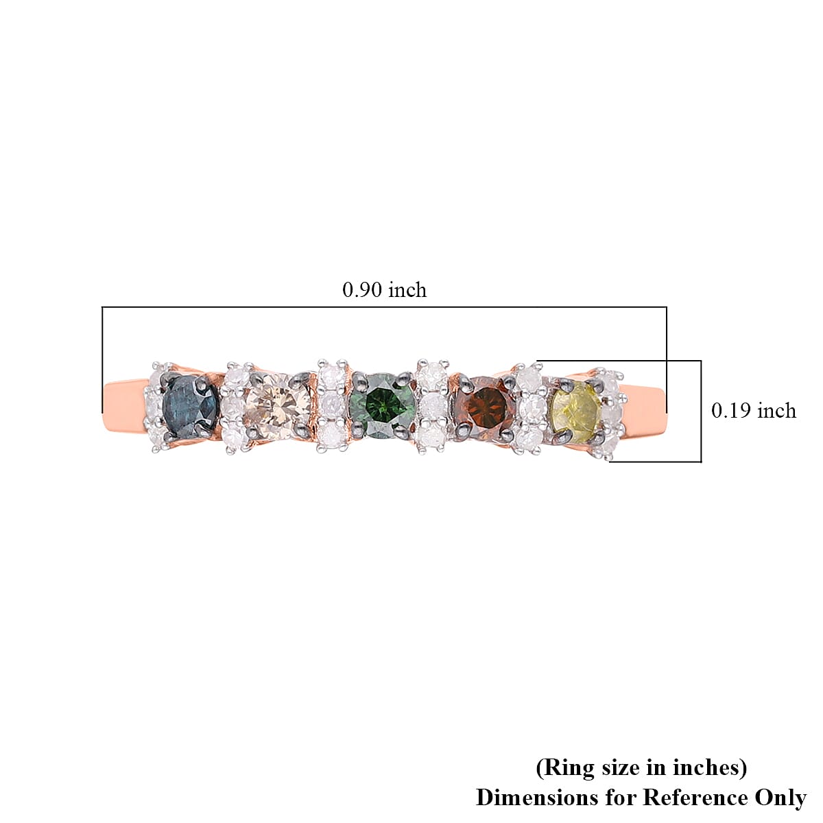 Multi Color Diamond Ring in Vermeil Rose Gold Over Sterling Silver (Size 10.0) 0.50 ctw