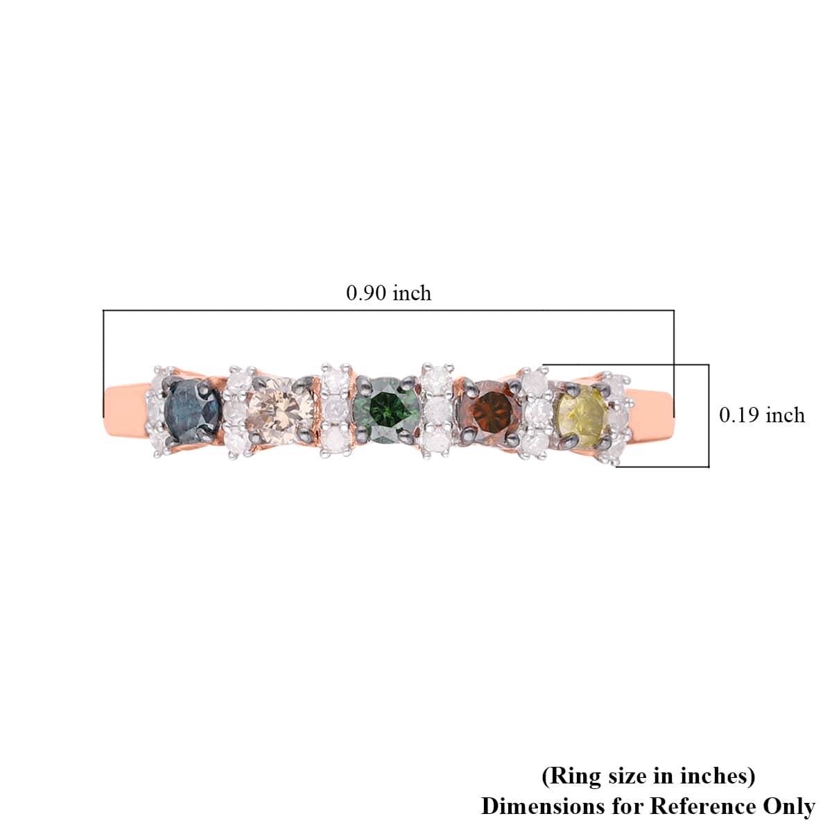 Multi Color Diamond Ring in Vermeil Rose Gold Over Sterling Silver 0.50 ctw image number 5