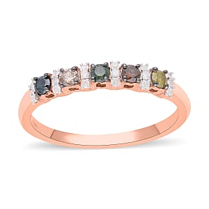 Multi Color Diamond Ring in Vermeil Rose Gold Over Sterling Silver (Size 7.0) 0.50 ctw