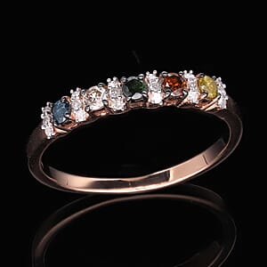 Multi Color Diamond Ring in Vermeil Rose Gold Over Sterling Silver (Size 7.0) 0.50 ctw
